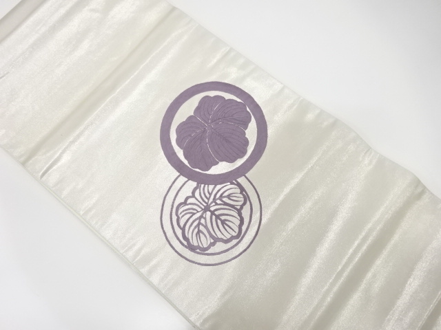 JAPANESE KIMONO / ANTIQUE FUKURO OBI / SILK / EMBROIDERY / FAMILY CREST